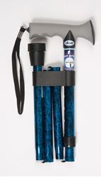 Picture of Folding Walking Stick with Gel Grip Handle - Blue Crackle Pattern