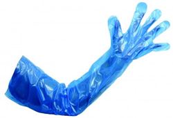 Picture of Premier Blue Polythene Arm Length Gauntlet Gloves (50)