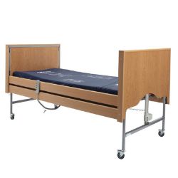 Picture of Casa Elite Care Home Bed (Covered End) Standard in Beech with Wooden Side Rail Kit