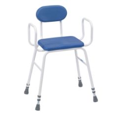 Picture of Deluxe Perching Kitchen Showerstool Adjustable Height, Tubular Arms & Padded Back