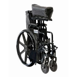 22" Sentra Steel Bariatric HD Plus Wheelchair With Footrests in Black - Self Propel