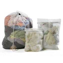 MESH Laundry Bag - Zip Closure & Name Tag - WHITE (46cm x 64cm) 