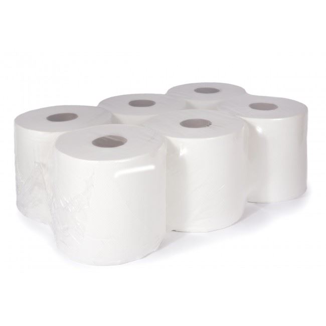 Picture of 2-Ply WHITE Centre Feed Rolls - 150m (6 Rolls)