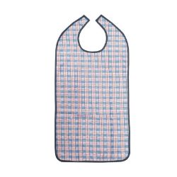  Adult Bib Standard Length 70cm - Pink Check - Popper Fastening