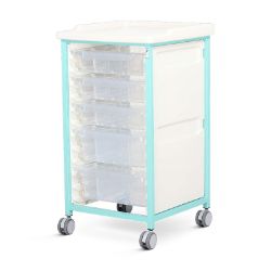 Picture of Tray Trolleys - Mild Steel, Standard Level - Single Column - 3 Small & 2 Deep Drawers