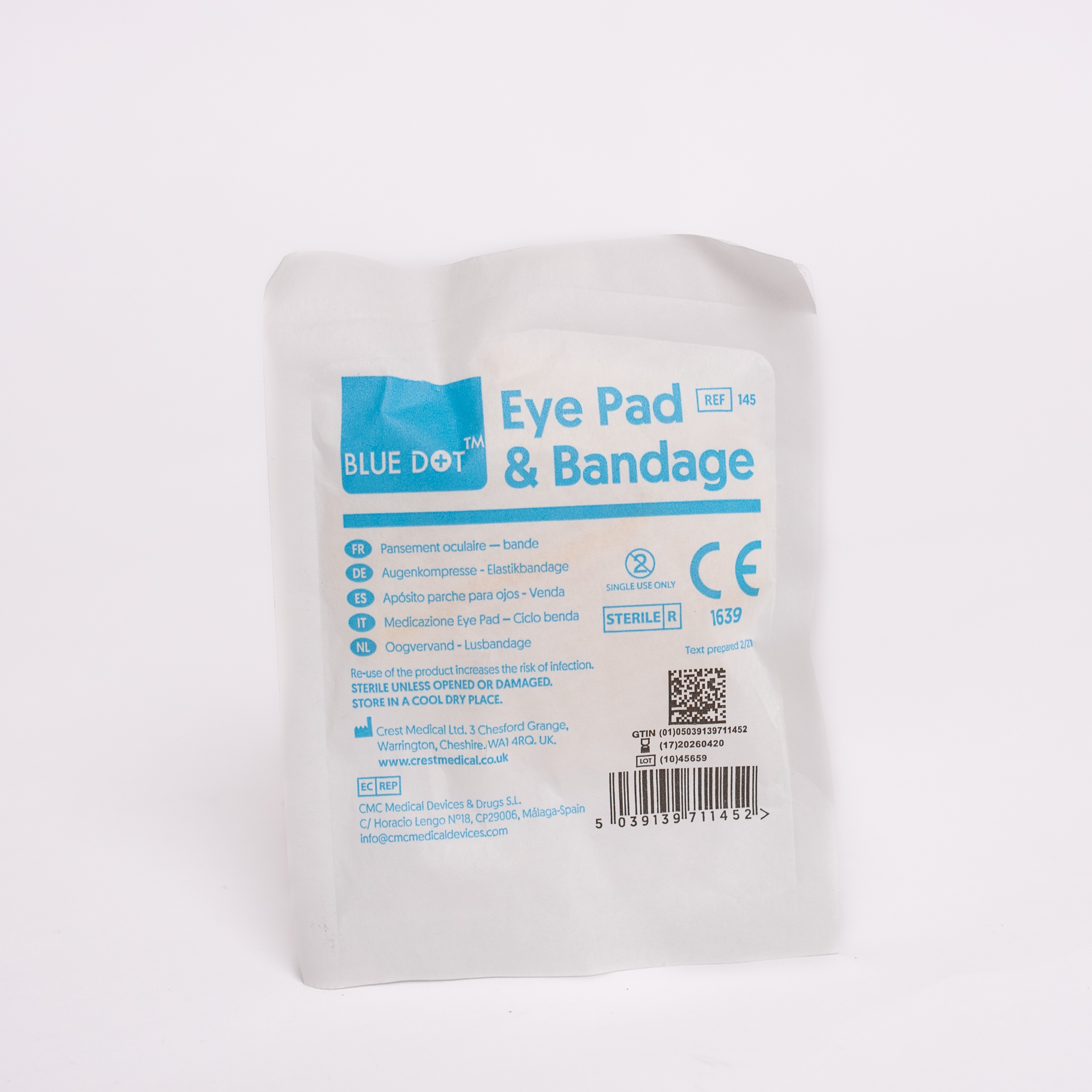 Picture of Eye Pad Dressing with Elasticated Loop Bandage [Sterile] (10) ** [145]