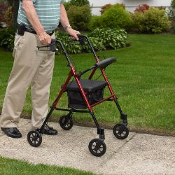 Height Adjustable Rollator with 8" Wheels (Red)