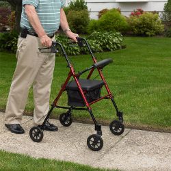 Lightweight Aluminium Rollator with 8" Wheels (Red) 