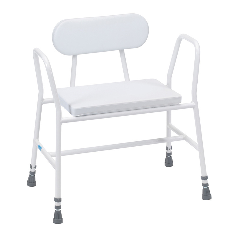 Picture of Bariatric Perching Stool - Foam Seat/Back & Steel Arms - White