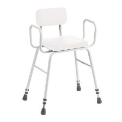 Picture of Perching Stool Foam Seat/Back with Steel Arms - Adjustable Height (White)
