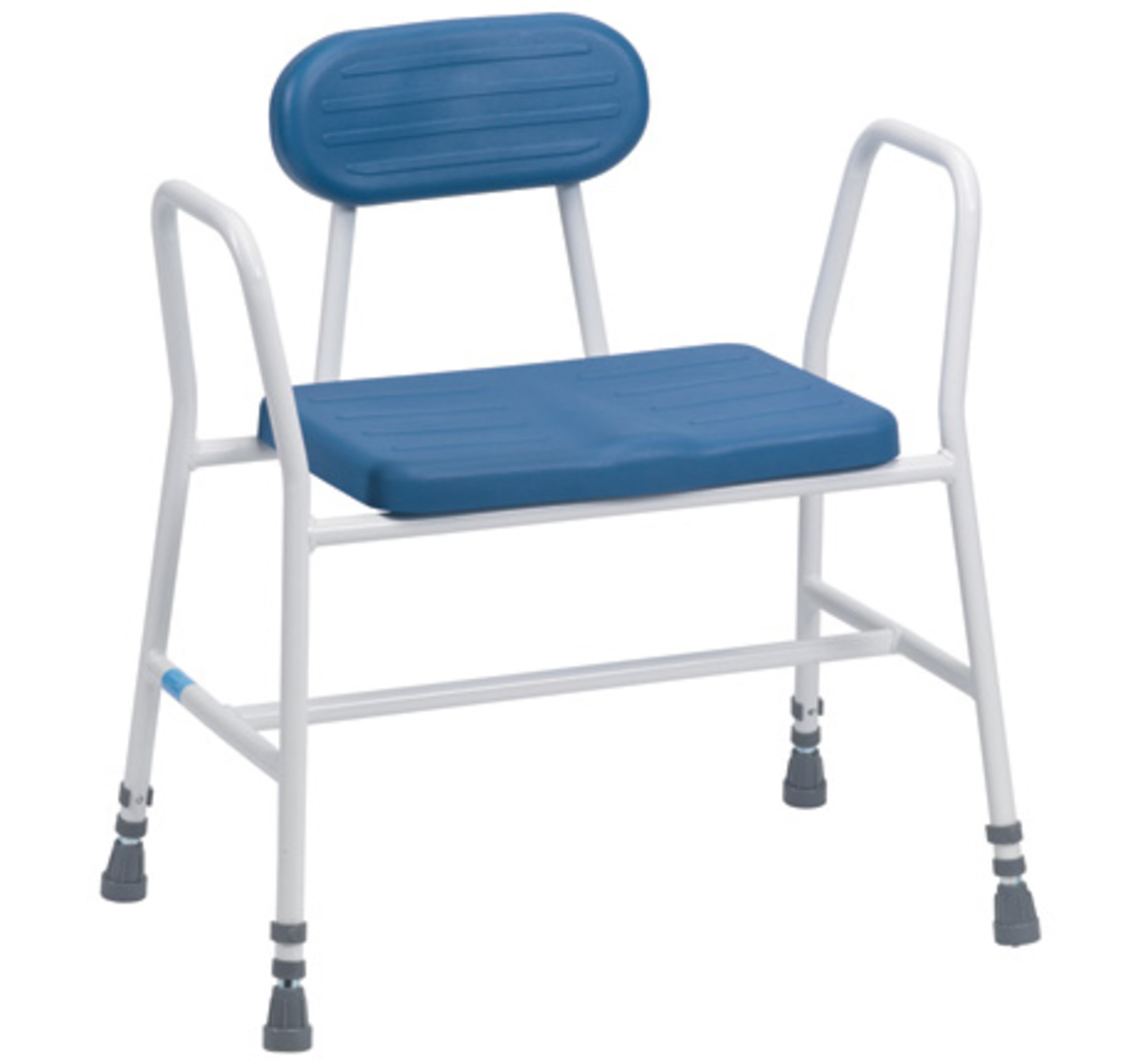 Picture of PU Bariatric Perching / Kitchen Stool - Adjustable Height, Tubular Arms & Padded Back