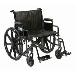 Picture of 20" Sentra Steel Bariatric HD Plus Wheelchair With Footrests in Black - Self Propel