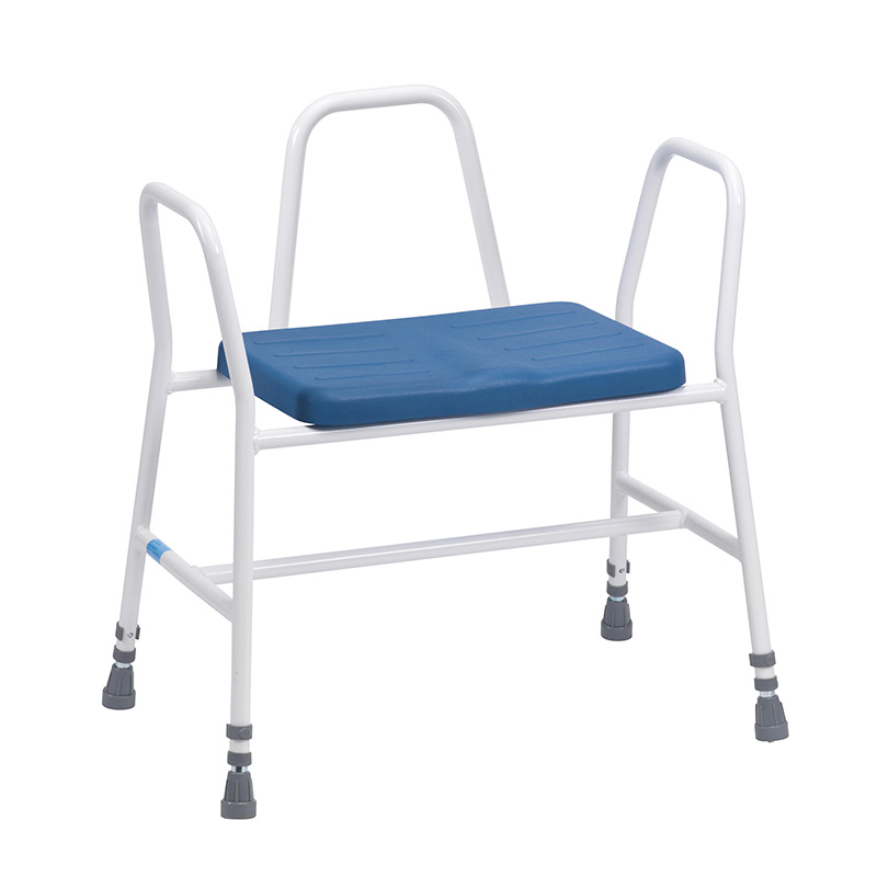 Picture of PU Bariatric Perching / Kitchen Stool - Adjustable Height, Tubular Arms & Back