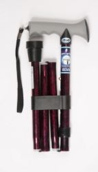 Picture of Folding Walking Stick with Gel Grip Handle - Red Crackle Pattern