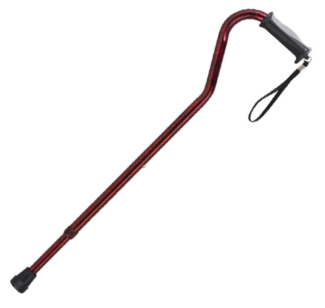 Picture of Swan Neck Walking Stick with Soft Grip - Red Crackle