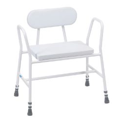 Picture of Bariatric Perching Stool - Foam Seat/Back & Steel Arms - White
