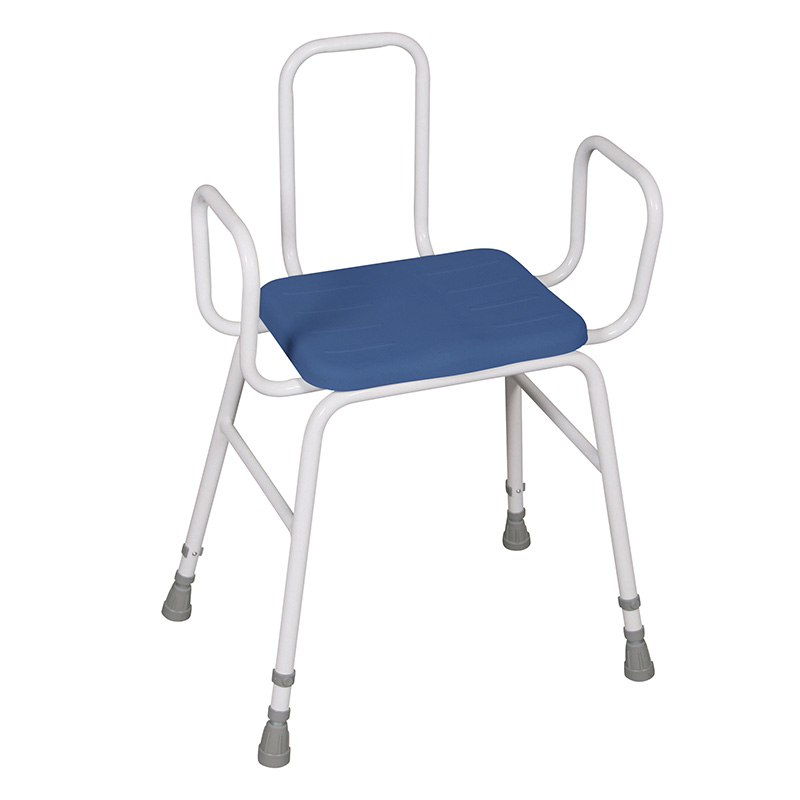 Picture of Deluxe Perching Kitchen Showerstool Adjustable Height, Tubular Arms & Back