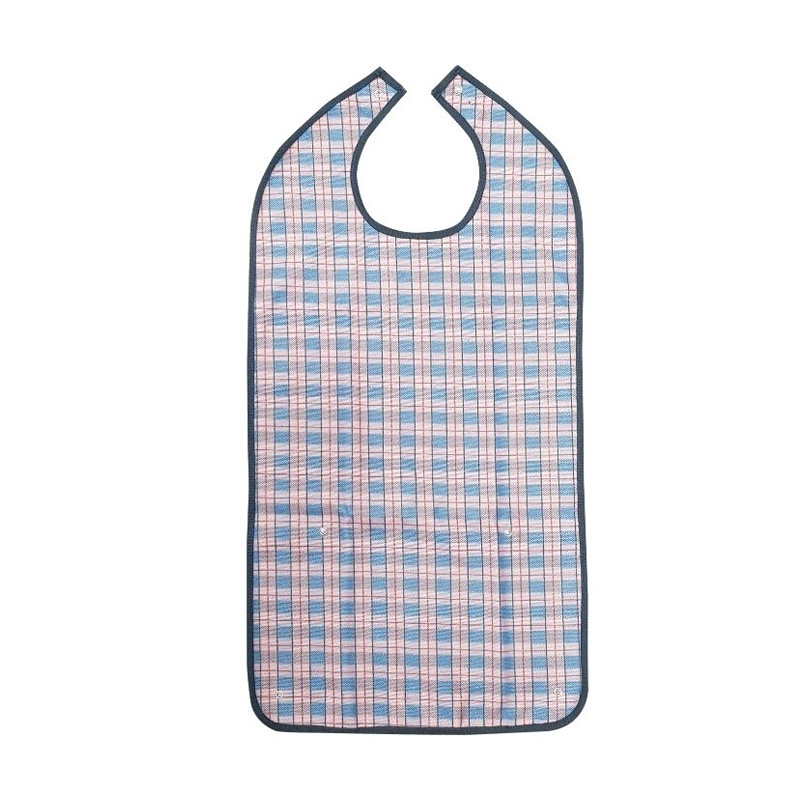 Picture of Adult Bib Standard Length 70cm - Pink Check - Popper Fastening