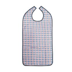 Picture of Adult Bib Standard Length 70cm - Pink Check - Popper Fastening