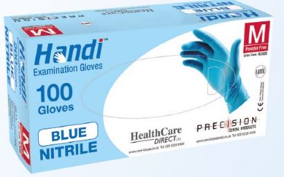Picture of Handi Blue NITRILE  PF Gloves / Medium (100)